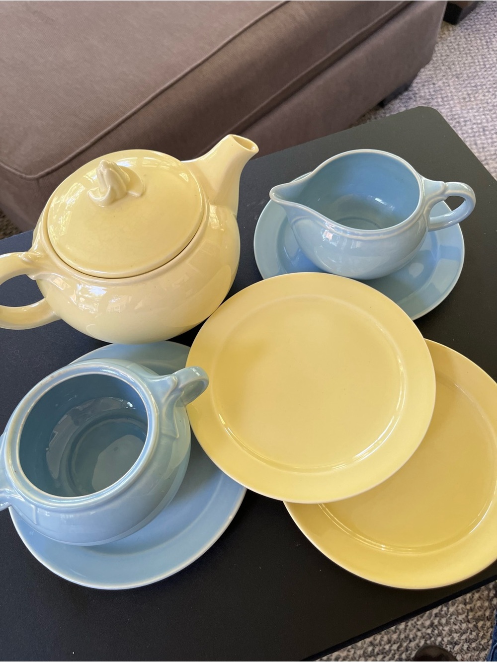 T.S.&T. Luray Pastels Mixed Lot Teapot 4 Dessert plates-Creamer & Sugar